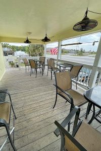 front porch overlooking beach from Pelican Nest RV Resort and Campground